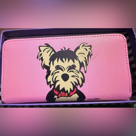 NWT Marc Tetro Large Pink Wallet with Yorkie Terrier - Picture 1 of 4